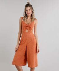 Macacao-Feminino-Pantacourt-com-Vazado-e-No-Decote-V-Laranja-Escuro-9181776-Laranja_Escuro_1