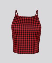 Regata-Feminina-Cropped-Halter-Neck-Estampada-Xadrez-com-Recortes-Laterais--Vermelha-9132367-Vermelho_5