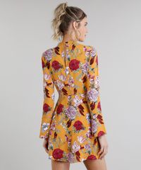 Vestido-Feminino-Curto-Choker-Estampado-Floral-Manga-Longa-Mostarda-8889794-Mostarda_2