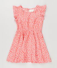 Vestido-Infantil-Floral-Com-Babado-Sem-Manga-Coral-8806511-Coral_1_1