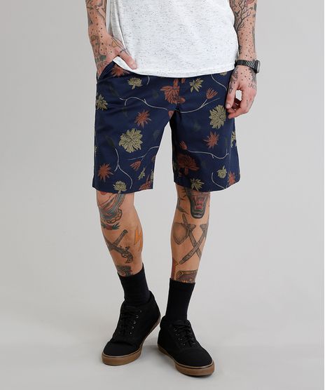 Bermuda-Masculina-com-Cordao-Estampada-Floral-Azul-Marinho-9223871-Azul_Marinho_1