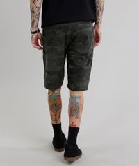 Bermuda-de-Sarja-Masculina-Reta-Estampada-Camuflada-com-Corrente-Verde-Militar-9202655-Verde_Militar_2