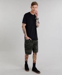 Bermuda-de-Sarja-Masculina-Reta-Estampada-Camuflada-com-Corrente-Verde-Militar-9202655-Verde_Militar_3