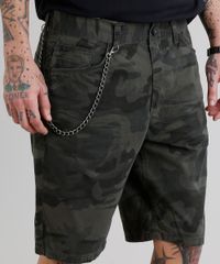 Bermuda-de-Sarja-Masculina-Reta-Estampada-Camuflada-com-Corrente-Verde-Militar-9202655-Verde_Militar_4