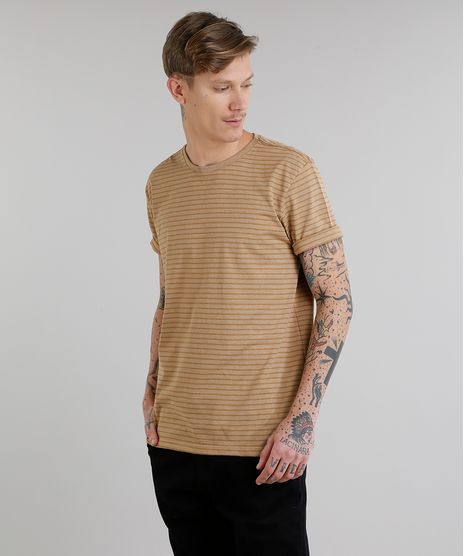 Camiseta-Masculina-Basica-Listrada-Manga-Curta-Gola-Careca-Caramelo-8551673-Caramelo_1