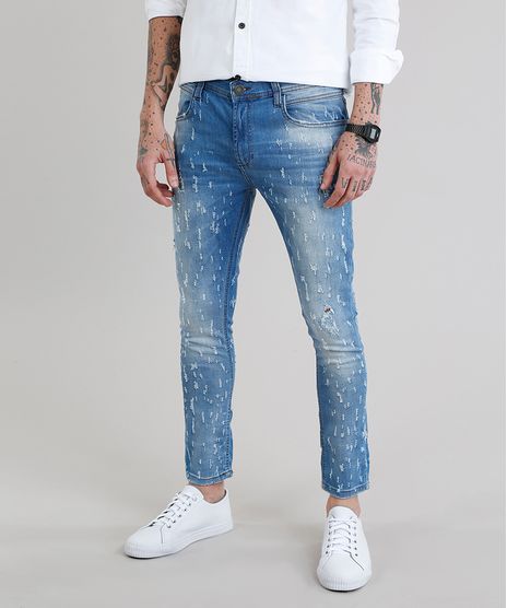 Calca-Jeans-Masculina-Super-Skinny-Cropped-Destroyed-Azul-Claro-9137829-Azul_Claro_1