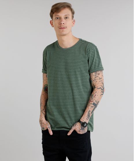 Camiseta-Masculina-Basica-Listrada-Manga-Curta-Gola-Careca-Verde-Militar-8551673-Verde_Militar_1