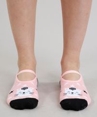 Meia-Feminina-Sapatilha-Estampada-de-Estrelas-e-Gatinha-Rosa-Claro-9233086-Rosa_Claro_4