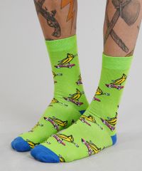 Meia-Masculina-Cano-Alto-Divertida-de-Banana-Verde-Neon-9242401-Verde_Neon_2