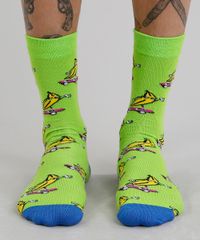 Meia-Masculina-Cano-Alto-Divertida-de-Banana-Verde-Neon-9242401-Verde_Neon_4