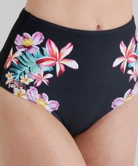 Biquini-Calcinha-Hot-Pant-com-Estampa-Floral-com-Protecao-UV50--Preta-9286640-Preto_4
