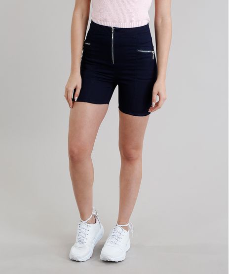 Short-Jeans-Feminino-Cintura-Alta-com-Ziper-Azul-Escuro-9306431-Azul_Escuro_1