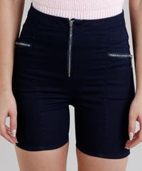 Short-Jeans-Feminino-Cintura-Alta-com-Ziper-Azul-Escuro-9306431-Azul_Escuro_4