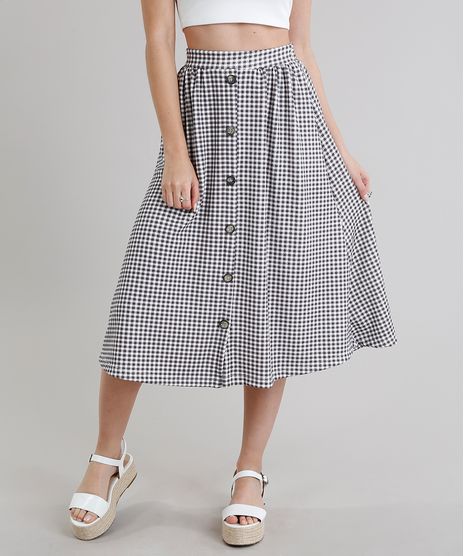 Saia-Midi-Feminina-Xadrez-Vichy-com-Botoes-Off-White-9278888-Off_White_1
