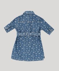 Vestido-Chemise-Jeans-Infantil-Estampado-Floral-com-Bolsos-Manga-Curta-Azul-Escuro-9174605-Azul_Escuro_2