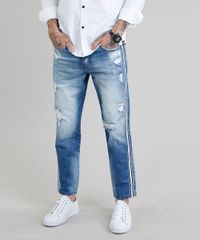 Calca-Jeans-Masculina-Tapered-Cropped-Destroyed-Eco-Recycle-Azul-Claro-9202838-Azul_Claro_1