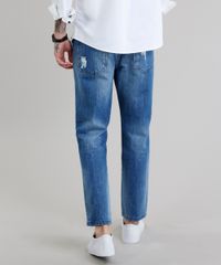 Calca-Jeans-Masculina-Tapered-Cropped-Destroyed-Eco-Recycle-Azul-Claro-9202838-Azul_Claro_2