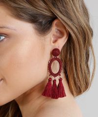 Brinco-Feminino-com-Tassel-Vinho-9158485-Vinho_2