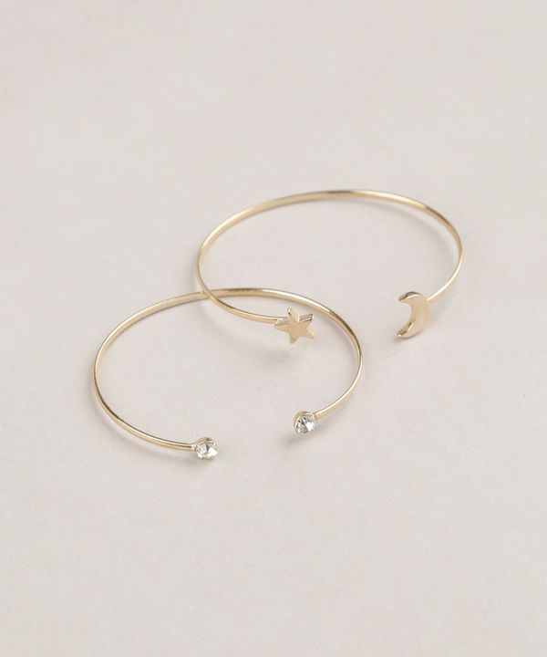 Kit de 2 Pulseiras Femininas Dourado Único