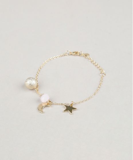 Pulseira-Feminina-com-Pingente-Lua-e-Estrela-Dourado-9218913-Dourado_1
