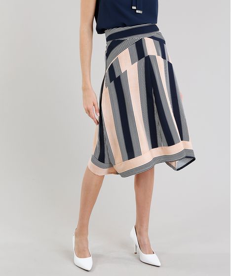 saia evase azul marinho