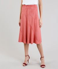 Saia-Midi-Feminina-em-Suede-Coral-9213240-Coral_1