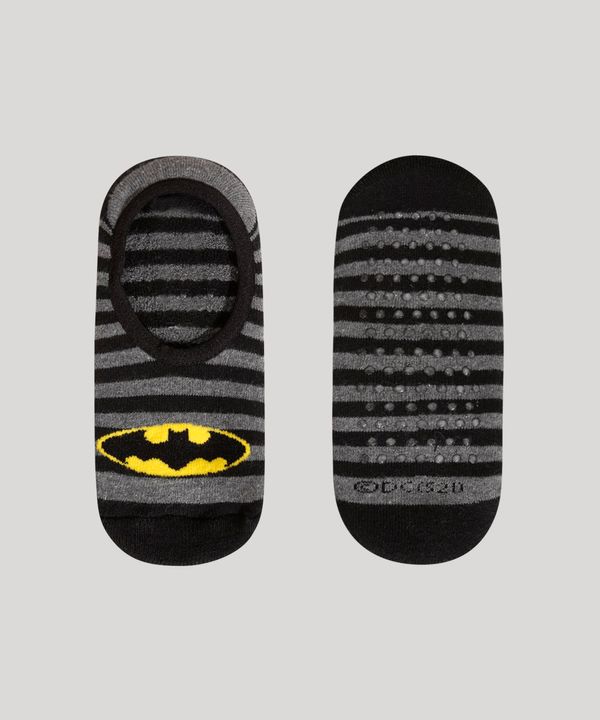 Meia infantil Batman Estampada Listras com Antiderrapante Sapatilha Multicor 34-37