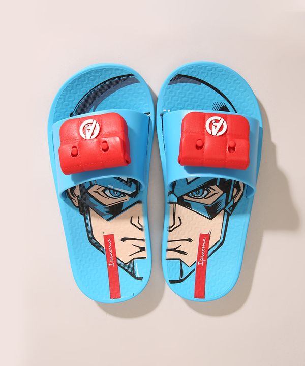 Chinelo Infantil Slide Capitão América Ipanema Azul 31-32