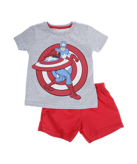 Conjunto-de-Camiseta-e-Bermuda-Capitao-America-Bebe-Menino-Cinza-Mescla-8068990-Cinza_Mescla_1