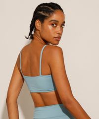 Top Esportivo Feminino Decote Reto Azul Ace costas