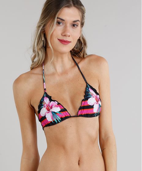 Biquini-Top-Cortininha-Estampado-Floral-com-Bojo-Removivel-e-Protecao-UV50--Preto-9284367-Preto_1