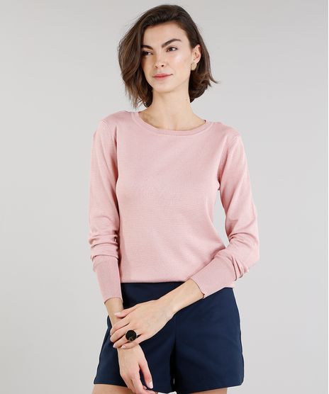 Sueter-Feminino-Basico-em-Trico-Manga-Longa-Gola-Redonda--Rose-8836110-Rose_1