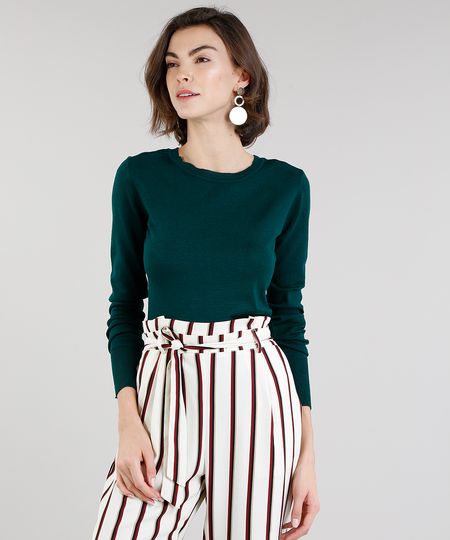 Sueter-Feminino-Basico-em-Trico-Manga-Longa-Gola-Redonda--Verde-Escuro-8836110-Verde_Escuro_1 Sueter-Feminino-Basico-em-Trico-Manga-Longa-Gola-Redonda--Verde-Escuro-8836110-Verde_Escuro_1