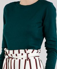 Sueter-Feminino-Basico-em-Trico-Manga-Longa-Gola-Redonda--Verde-Escuro-8836110-Verde_Escuro_4