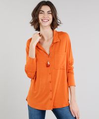 Camisa-Feminina-em-Malha-Manga-Longa-Laranja-9245744-Laranja_1