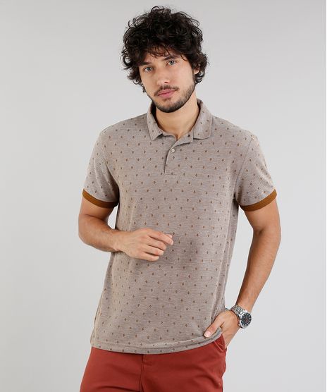 Polo-Masculina-em-Piquet-Estampada-Manga-Curta-Caramelo-9115126-Caramelo_1
