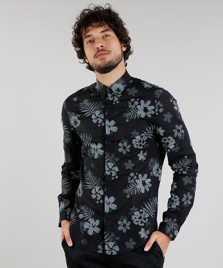 Camisa-Masculina-Slim-Estampada-Floral-Manga-Longa-Preta-9089559-Preto_1 Camisa-Masculina-Slim-Estampada-Floral-Manga-Longa-Preta-9089559-Preto_1