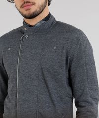 Jaqueta-Masculina-Biker-em-Moletom-com-Bolsos-Cinza-Mescla-Escuro-8833767-Cinza_Mescla_Escuro_4