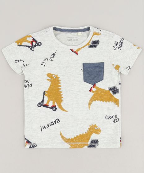 Camiseta-Infantil-Estampada-de-Dinossauros-Manga-Curta-Gola-Careca-Cinza-Mescla-Claro-9227994-Cinza_Mescla_Claro_1