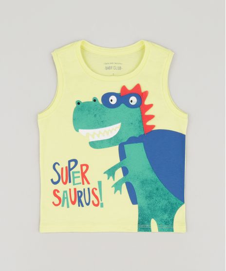 Regata-Infantil-com-Estampa-de-Dinossauro-em-Algodao---Sustentavel-Amarelo-9233989-Amarelo_1