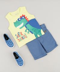 Regata-Infantil-com-Estampa-de-Dinossauro-em-Algodao---Sustentavel-Amarelo-9233989-Amarelo_3