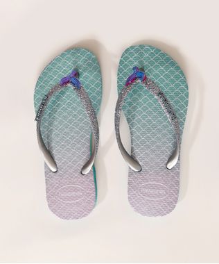 Chinelo Havaianas Sereia Infantil Slim com Glitter Azul