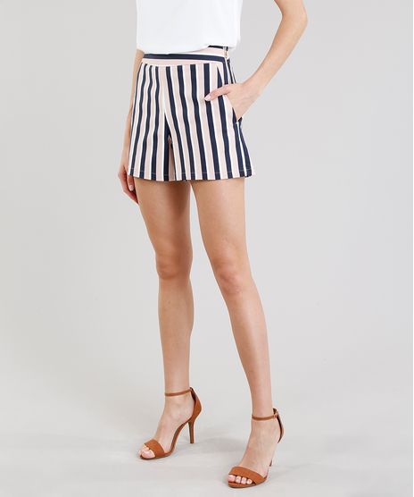 Short-Feminino-Listrado-Cintura-Alta-com-Ziper-Rose-9197197-Rose_1