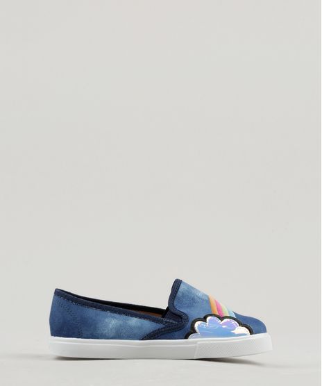Tenis-Slip-On-Infantil-Molekinha-com-Bordado-de-Arco-Iris-Azul-9272178-Azul_1