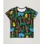 Camiseta-Infantil-Bento-Estampada-de-Folhas-Manga-Curta-Gola-Careca--Preta-9242767-Preto_1