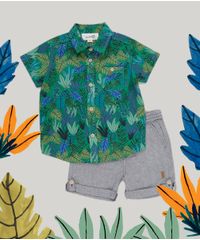 Conjunto-Infantil-Bento-de-Camisa-Estampada-de-Folhas-Manga-Curta-Verde---Bermuda-com-Bolsos-Azul-Marinho-9171722-Azul_Marinho_2