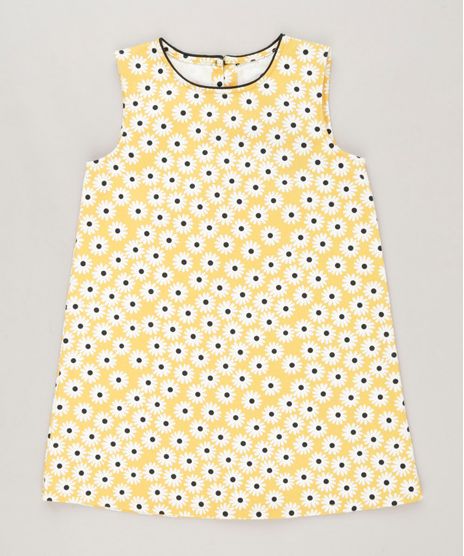 Vestido-Infantil-Fabula-Estampado-Margarida-Curto-Sem-Manga-Decote-Redondo-Amarelo-9186385-Amarelo_1