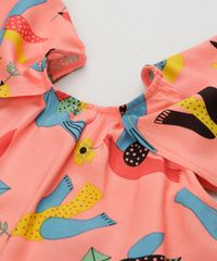 Vestido-Infantil-Fabula-Estampado-de-Passaros-com-Laco-Manga-Curta-Decote-Redondo-Coral-9164669-Coral_5