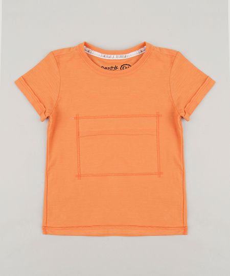 Camiseta-Infantil-Bento-com-Bolso-Manga-Curta-Gola-Careca-Laranja-9242635-Laranja_1