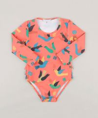 Maio-Body-Infantil-Fabula-Estampado-de-Passaros-com-Babado-Manga-Longa-Coral-9229588-Coral_1